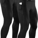 Runhit Compression Pants Men Running Tights Leggings Athletic Workout Gym Pants (Small, 2 Pack Pocket :Black)