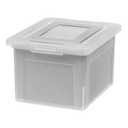 IRIS USA File Box, Plastic File Boxes With Lids, Document Organizer for Letter/Legal File, Document Box, Storage Bin For Hanging Files, Secure Latching Lid Stackable BPA-Free, Clear ,6 pack