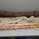 PNAEUT Double Rope Hammock with Stand Included, 12ft Heavy Duty Stand, 2 Person Traditional Cotton Rope Hammocks with Pillow for Outside Porch Patio Backyard Outdoor, Max 475lbs Capacity (Burlywood) (Natural)