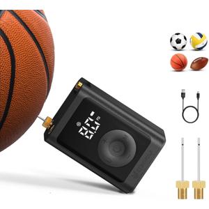 ETENWOLF Electric Ball Pump Inflation & Deflation 2-17PSI, Basketball Pump with Precise Pressure Gauge, Rechargeable Air Pump for Balls, Soccer Ball Air Pump (Deep Black)