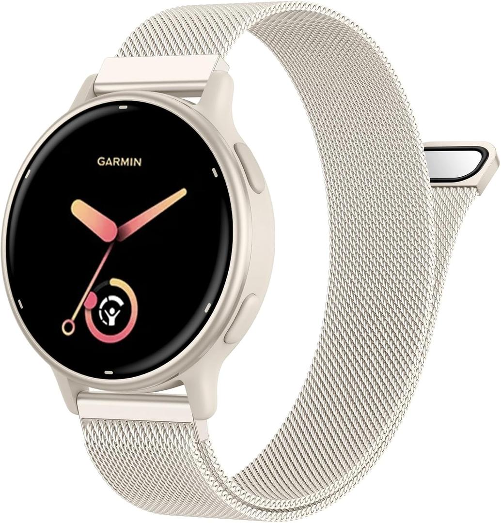 18mm 20mm 22mm Metal Band Compatible with Garmin Vivoactive 5/6/3 Watch Bands, Quick Release Stainless Steel Magnetic Strap for Garmin Venu 3S/Venu 4/2S/Sq Watch Band, Forerunner 165/245 Band Women Men