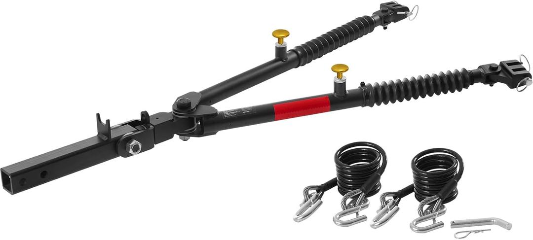 VEVOR Tow Bar, 7500 lbs Towing Capacity with Ropes, Powder-Coating Alloy Steel Bumper-Mounted Universal Towing Bar with Max 52 inches Telescopic Rod, Fits 2-inch Connector, for RV Car Trailer Truck