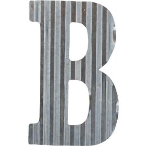 COLLECTIVE HOME - 12" Metal Letter Wall Decor, Galvanized Steel Numbers, Rustic Hanging Decor Symbols, Corrugated Metal Decoration, House Number (B)