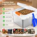 Stainless Steel Dog Food Storage Container 22LB, Airtight Pet Food Bin with One-Touch Lid, Large Capacity Metal Storage for Dog & Cat Food, Keeps Food Fresh, Odor-Proof & Easy to Clean