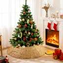 42" Christmas Tree Collar, Hand Woven Hyacinth Christmas Tree Base - 8 Piece Rustic Farmhouse Style Tree Skirt Replacements for Artificial Trees, Fits Below 41" Tree Stand, Natural Hyacinth