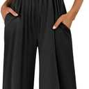 ANRABESS Womens Casual Summer Jumpsuits Smocked Sleeveless Wide Leg Long Romper Jumpers 2025 Beach Vacation Outfits (Medium, Black)