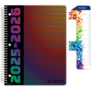 Global Datebooks Dated Middle School or High School Student Planner for Academic Year 2025-2026 Includes Ruler/Bookmark and Planning Stickers (Matrix Style - 8.5"x11" - Spectrum)