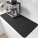 PoYang 31.5"x17" Coffee Mat X-Large, Coffee Bar Accessories for Countertop, Absorbent Dish Drying Mat, Anti-Slip and Hide Stain Pad for Espresso Machine, Espresso Maker and Kitchen Counter, Black