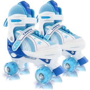 Adjustable Kids Roller Skates for Girls and Boys Ages 5-8 All 8 Wheels of Girl's Skates Shine, Safe and Fun Illuminating for Outdoor Indoor Sports