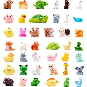 42 Pcs Mini Resin Animal, 42 Tiny Resin Animals, Miniature Little Small Animal Figurines for Micro Fairy Garden Landscape Accessories Dollhouse Hide Crafts Decor Aquarium Toys