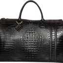 Tote&Carry Apollo 2 Duffle Bag for Travel Women & Men, TSA Approved Carry On Duffel Bag, Premium Vegan, Durable Weekender Luggage for All-Purpose Use (XL - Crocodile Skin, Black)