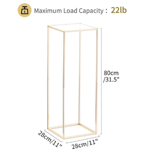 Nuptio Gold Vase for Centerpieces Wedding with Acrylic Panel -  31.5 inch Tall Metal Flower Vase Flowers Stand - Elegant Bulk Weddings Decoration Table Geometric Centerpiece for Party Tables, 1 pack