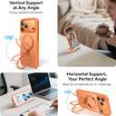 360 Spin Magnetic Stand for iPhone 17 Pro Max Case, Fit for MagSafe, Mil-STD Protective Case for iPhone 17 Pro Max Phone Case with Kickstand Rotatable 6.9 inch, Orange