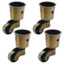Semetall 4pcs Metal Swivel Round Cup Caster 2.52-Inch Height Swivel Wheel Caster for Furniture Chair Table,Bronze