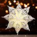 23.6 Inch Christmas Paper Snowflakes Star Lantern with Light Parol Lantern Filipino Party Supplies Hanging Decoration for Weddings Christmas Trees Birthday Holiday Party Celebration (Lovely Style)