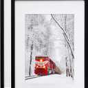 Egofine A2 Picture Frames Set of 2 Matted for A3 - Solid Wood Acrylic Plexiglass Front for Wall Mounting Hanging Vertically or Horizontally, Black - 16.5 x 23.4 in