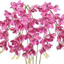 IPOPU 5 Pcs Pink Artificial Orchid Flowers 30.3” Latex Fake Orchid with Long Stem for Tall Vase Wedding and Engagement Centerpiece Arrangement Living Room Home Decor(Hot Pink)
