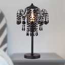 Small Black Crystal Bedside Table Lamp End Table Lamp Nightstand Lamp Desk Lamps for Bedroom Living Room H20.4'' W12 1-Light E26