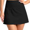 SANTINY Women's High Waisted Swim Skirt with Pocket Tummy Control Tankini Swimsuit Bathing Suit Bottoms for Women (Large, Black)