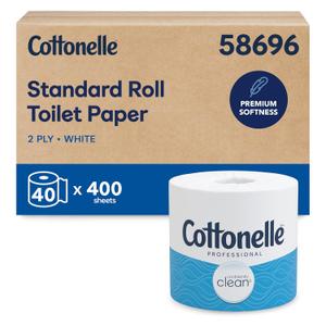 Cottonelle Professional CleanCare Standard Roll Bulk Toilet Paper (58696), 2-Ply, White, Individually Wrapped (400 Sheets/Roll, 40 Rolls/Case, 16,000 Sheets/Case)