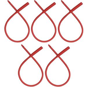 Red Latex Catheter 20FR with Flexible Rubber Tubing for Higher Colon Cleansing and Gerson Coffee Therapy. Supplied with Universal Hose Connector (5 Pack)
