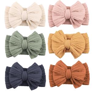 Niceye Handmade Baby Headbands Soft Stretchy Nylon Hair Bands with Bows for Newborn Infant Baby Toddler Girls (Blue)