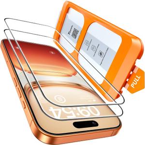 2 x TOCOL for iPhone 17 Pro Screen Protector/iPhone 16 Pro Sceen Protector 6.3 Inch 9H Hardness Military Grade Shatterproof HD Tempered Glass for Full Coverage Protection 2 Pack