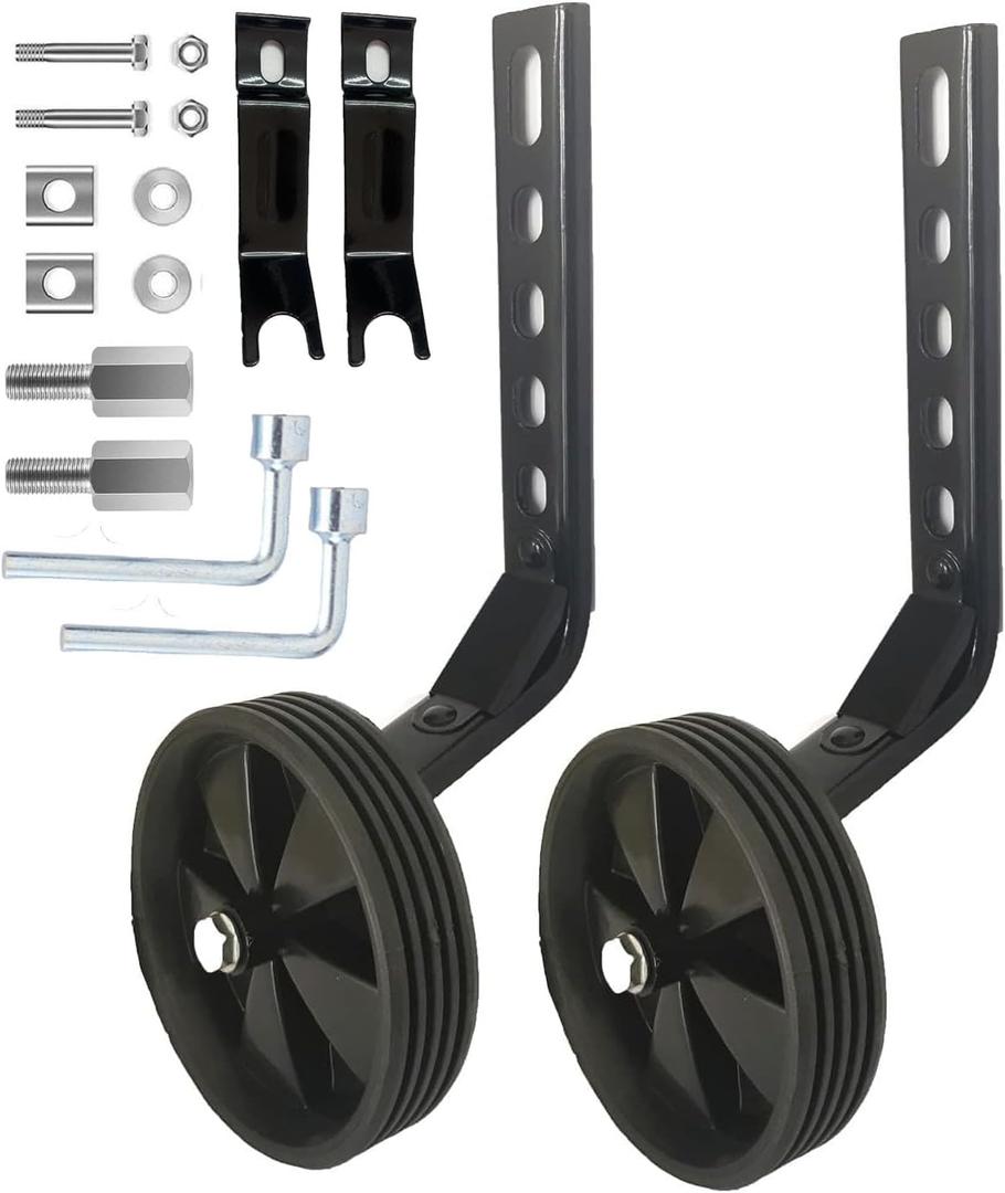Mutetrain Flash Training Wheels for 12 14 16 18 20 Inch Kids Bike，Heavy Duty Training Wheels for Single Speed Bicycle (Black)