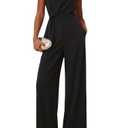 SheKiss One Piece Jumpsuits for Women Dressy 2026 - Wide Leg Short Sleeve Elegant Casual Workout Black Jumpsuits XXL