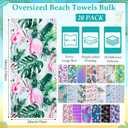 Newwiee 20 Pack Oversized Beach Towels Bulk 28 x 59 Inch Microfiber Quick Dry Sand Resistant Pool Towels Set Absorbent & Lightweight Assorted Vibrant Patterns Travel Blanket for Bath, Swim, Outdoor