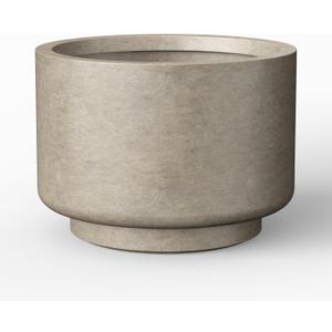 Kante 10 Inch Dia Concrete Planter, Round Pedestal Design Garden Pot for Indoor Outdoor Plants, Modern Flower Pot with Drainage Hole and Rubber Plug, Weathered Concrete, 10" Dia x 7.1"H