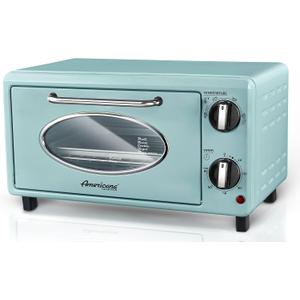 Elite Gourmet by Maximatic Americana Collection ETO147M Diner 50s Retro Countertop Toaster oven, Bake, Toast, Fits 8 Pizza, Temperature Control & Adjustable 60-Minute Timer 1000W, 2 Slice, Mint