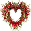 Valentines Day Wreath Decor,Valentine's Day Wreath for Front Door,Red Berry