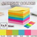 Sticky Notes 3x3 (12 Pads/1200 Sheets) 2026 Improved Adhesive, Super Sticky & Bright Neon Colors 1200 Sheets Ideal for School, Office & Desk Supplies, 12 Pads - Unlined