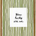 Framed How Lucky Are We Wall Art, Green Striped Pictures Wall Decor, Trendy Inspirational Quote Paintings Canvas Prints Preppy Home Decor for Living Room Bedroom Office Dorm 12x16 inch