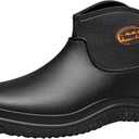 TENGTA Unisex Waterproof Garden Shoes Mens Lightweight Slip-On Rain Mud Boots for Women Lawn Mowing Booties (10.5 Women/9.5 Men, Black)