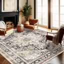 9x12 Washable Area Rug Boho Chic Medallion Distressed Design Non-Shedding Easy Care Ideal for High Traffic Areas in Rugs for Living Room Bedroom Office Coffee Table Large Carpet