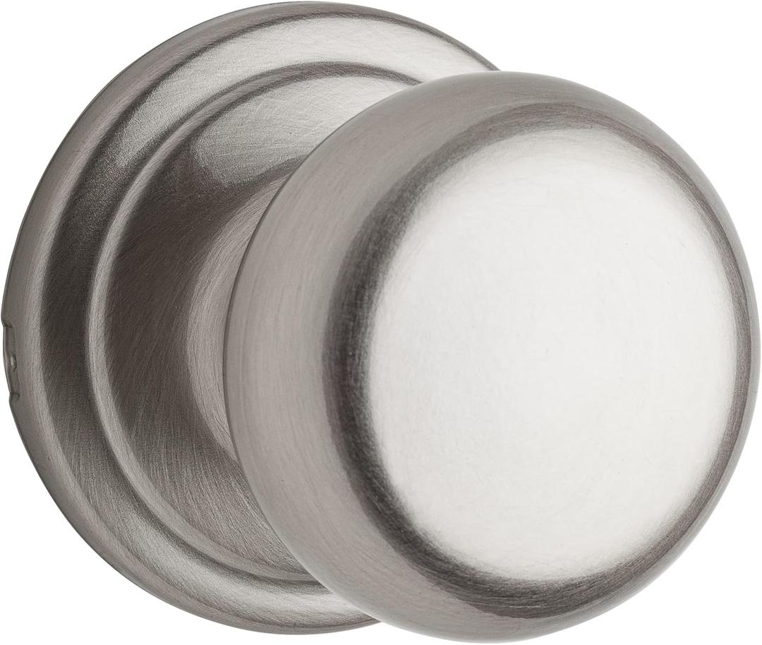 Kwikset Hancock Interior Passage Door Knob, Handle For Closet and Hallway Doors, Non-Locking Doorknob in Satin Nickel, with Microban Protection, Passage, Satin Nickel
