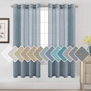 H.VERSAILTEX Linen Semi Sheer Curtains 72 inch Length Energy Saving Easy Care Privacy Protection Nickel Grommet Window Panels/Drapes for Nursery Room/Living Room (Set of 2, Denim)