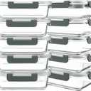 KOMUEE 10 Packs 30 oz Glass Meal Prep Containers,Glass Food Storage Containers with Lids,Airtight Lunch Bento Boxes,Microwave,Freezer and Dishwasher,Gray