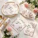 80Pcs Mothers Day Floral Paper Napkins, 2-Ply Disposable Napkins for Mothers Day Decoration, Elegant Pink Flower Design, Party Supplies for Mothers Day Celebration 6.5 x 6.5 Inch