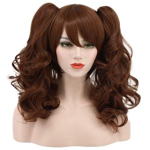 karlery Adult Women's Long Ponytail Brown Wig Lolita Clip In Thick Claw Drawstring Halloween Costume Pigtail Wig Anime Cosplay Wig