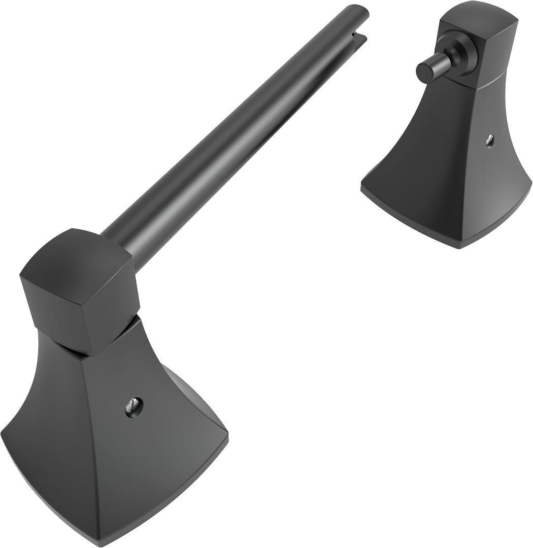 Matte Black Toilet Paper Holder Bathroom Double Post Pivoting Tissue Roll Holder Stainless Steel and Zinc Alloy Wall Mount