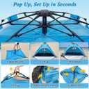 Pop Up Beach Tent Sun Shade Shelter with Extended Sand Mat for 3-4 Person - UPF 50+ UV Protection, 3 Zippered Doors & Vent Windows Easy Set up Beach Shade Tent