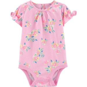 OSHKOSH B'GOSH baby-girls Short-sleeve Bodysuit (18 Months, Pink Floral)