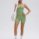 SUUKSESS Halter Workout Top for Women Backless Tank with Adjustable Strap (Green, S)