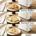 OVENTE Electric 2 Slice Toaster Machine with 6-Shade Browning Selector Setting, Compact Design and Removable Crumb Tray, 700W Power Perfect for Toasting Bread, Thin Bagels and Waffles, White TP2210WGY