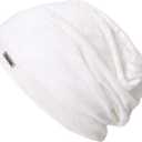 CHARM Summer Beanie for Men & Women - Slouchy Lightweight Chemo Cotton Hipster Fashion Knit Hat (One Size, White)