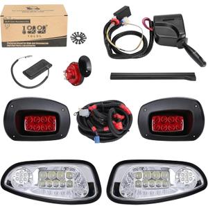 10L0L Golf Cart Headlights and Tail Light Kits for EZGO RXV 08-15 Gas & Electric Carts, 12V Street Legal Lights Kit With Turn Signal Wiring Harness (NOT Fit 2016+ RXV II)