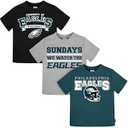 Gerber Unisex Baby NFL Short Sleeve Team Fan Tee Shirt, Pack of 3, Eagles, 3T